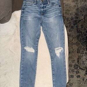 Frame Distressed skinny crop jeans, size 28